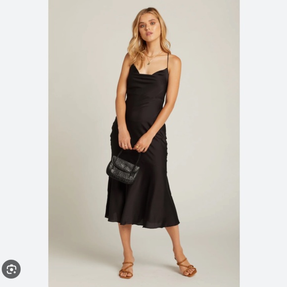 NWT The Line by K black midi Slip dress / backless XS - Picture 3 of 9
